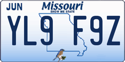 MO license plate YL9F9Z