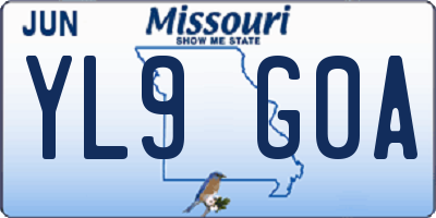 MO license plate YL9G0A