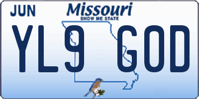 MO license plate YL9G0D