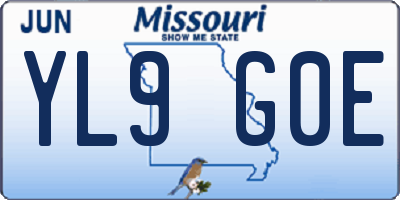MO license plate YL9G0E