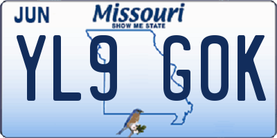 MO license plate YL9G0K