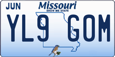MO license plate YL9G0M