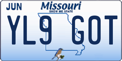 MO license plate YL9G0T