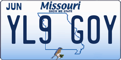 MO license plate YL9G0Y