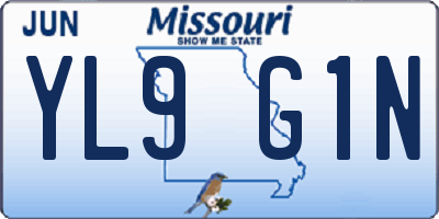 MO license plate YL9G1N