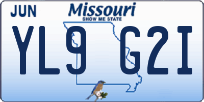 MO license plate YL9G2I