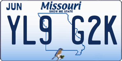 MO license plate YL9G2K
