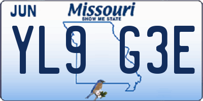 MO license plate YL9G3E