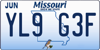 MO license plate YL9G3F