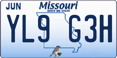 MO license plate YL9G3H