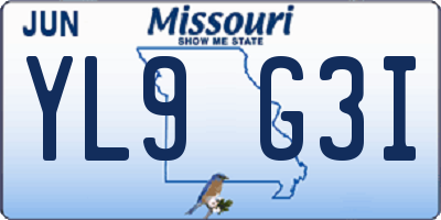 MO license plate YL9G3I