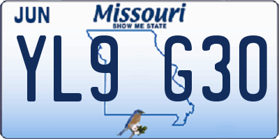MO license plate YL9G3O