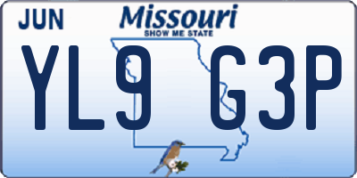 MO license plate YL9G3P