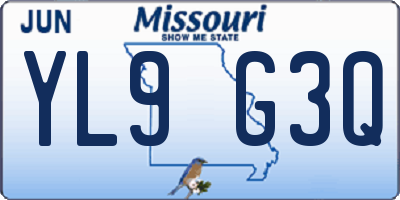 MO license plate YL9G3Q