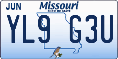 MO license plate YL9G3U