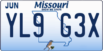 MO license plate YL9G3X