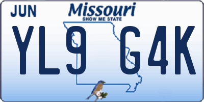 MO license plate YL9G4K