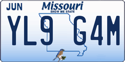 MO license plate YL9G4M