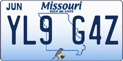 MO license plate YL9G4Z