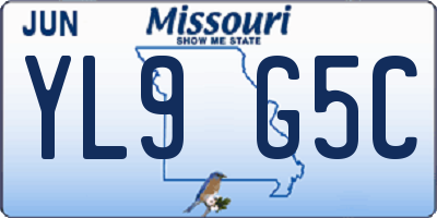 MO license plate YL9G5C