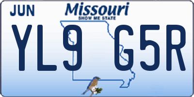 MO license plate YL9G5R