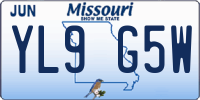 MO license plate YL9G5W
