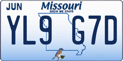 MO license plate YL9G7D
