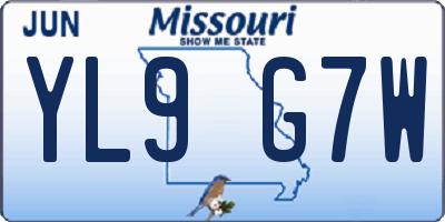 MO license plate YL9G7W