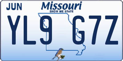 MO license plate YL9G7Z