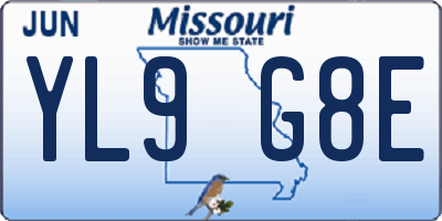 MO license plate YL9G8E