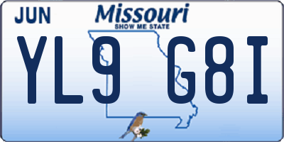 MO license plate YL9G8I