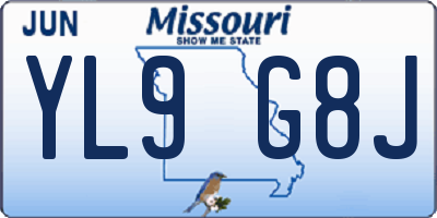 MO license plate YL9G8J