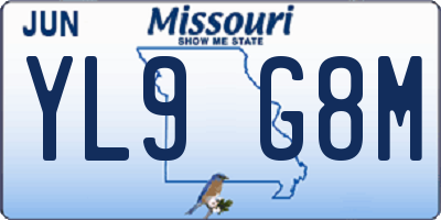 MO license plate YL9G8M