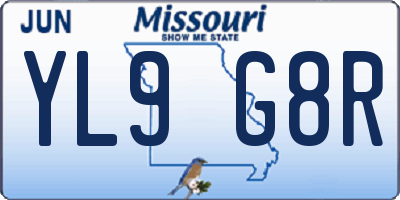 MO license plate YL9G8R