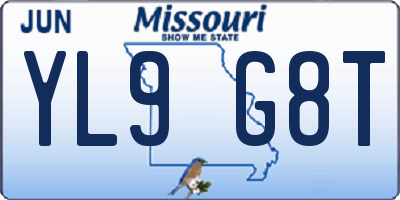 MO license plate YL9G8T