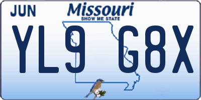 MO license plate YL9G8X