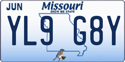 MO license plate YL9G8Y