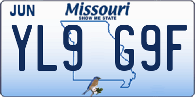 MO license plate YL9G9F