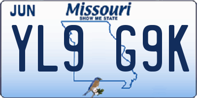 MO license plate YL9G9K