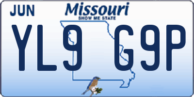 MO license plate YL9G9P