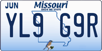 MO license plate YL9G9R
