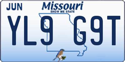 MO license plate YL9G9T