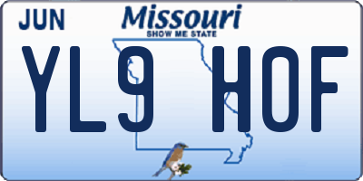MO license plate YL9H0F