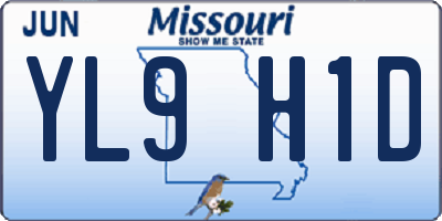 MO license plate YL9H1D