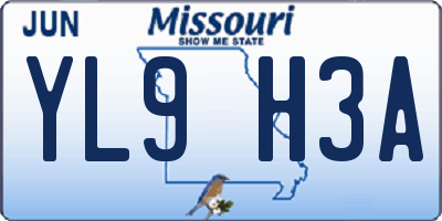 MO license plate YL9H3A