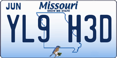 MO license plate YL9H3D