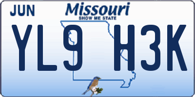 MO license plate YL9H3K
