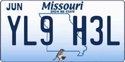 MO license plate YL9H3L