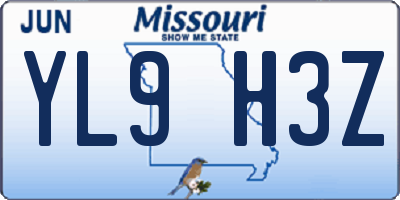 MO license plate YL9H3Z