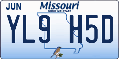 MO license plate YL9H5D